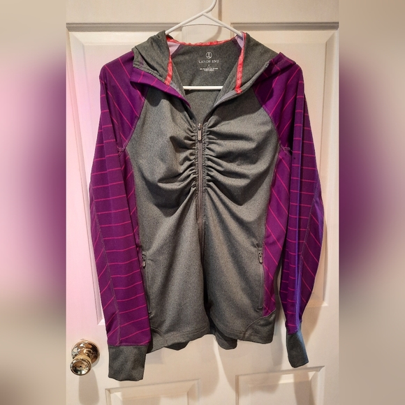 Lands End Zip-Up Lightweight Hooded Jacket/Sweatshirt size Small (6-8) - Picture 2 of 15